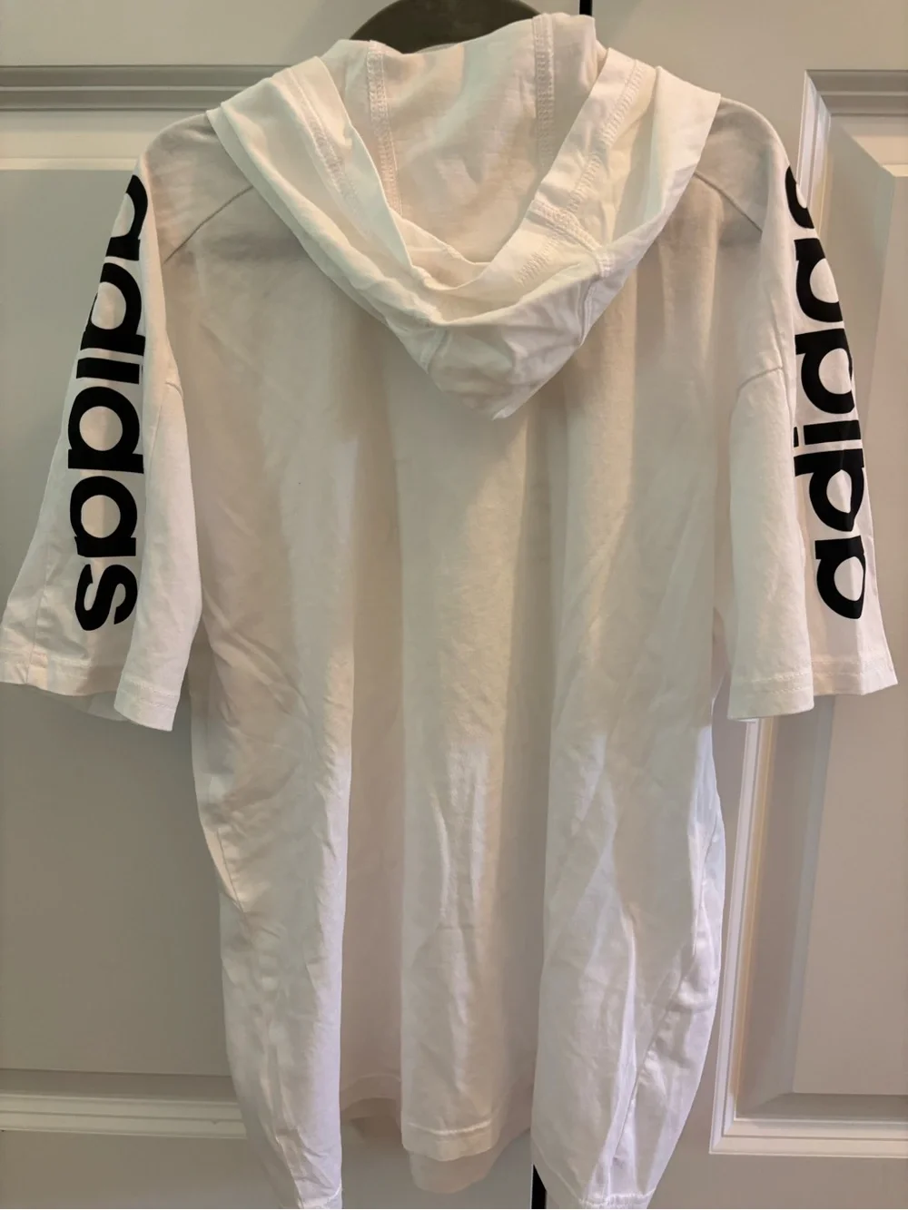 adidas White Tee with Black Logo and Sleeve Graphics